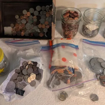 Bulk Lot Assorted U.S. Coins & Currency - Jars & Bags Mixed Change Hoard, Unsearched