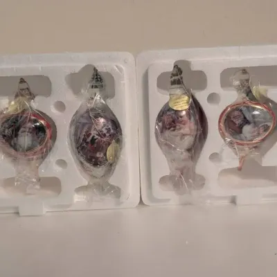 6 Bradford Exchange Heirloom Porcelain Christmas Ornaments