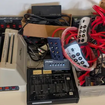 Vintage Analog Audio/Video Studio Gear Lot - Realistic Mixer, Sima Processors, Cables & More
