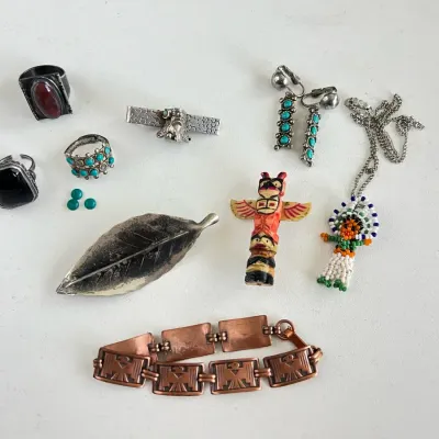 Sterling Silver Brooch And Vintage Western Motif Jewelry