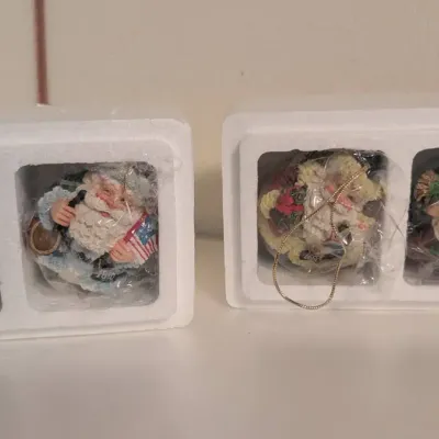 1993 Roman Inc. American Santas Through the Decades Roly Poly Ornaments - Lot of 4, Vintage
