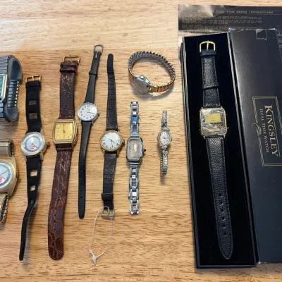 10-Piece Watch Lot – Gold Filled Waterbury & Lady Elgin, Art Deco Filigree, Train Dials, Kingsley & 