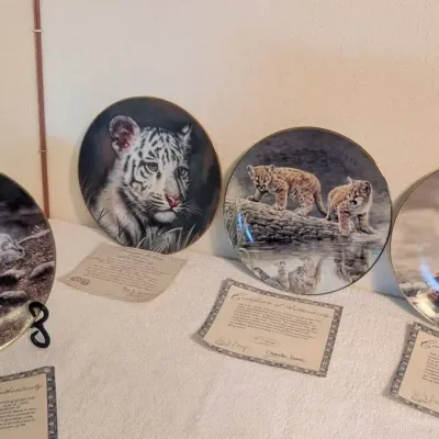 Lot of 4 Vintage Princeton Gallery "Cubs of the Big Cats" Limited Edition Collector Plates 1991-1992