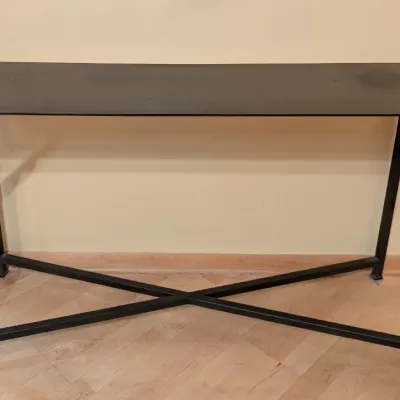 Sale Photo Thumbnail #9: Modern Industrial Black Metal Console Table with X-Frame Base