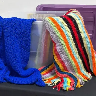 CN192 Two Crocheted Throw Blankets 
