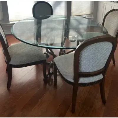 CM162 Round Glass Top Table With Wrought Iron Base