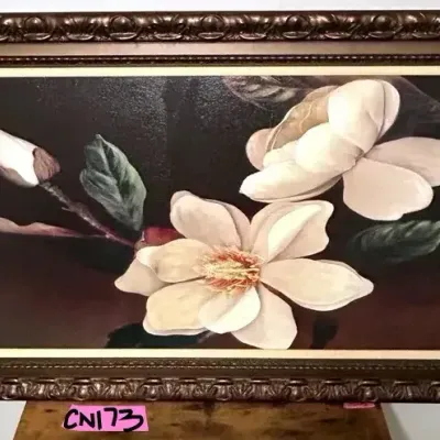 CN173 Magnolia Noir Framed Print 
