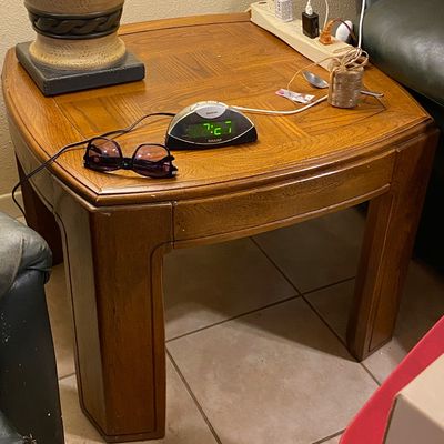Sale Photo Thumbnail #23: Vintage solid wood two end tables in excellent condition for sale