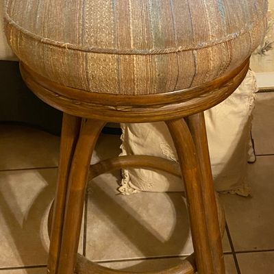 Sale Photo Thumbnail #8: Set of two real wood vintage barstools