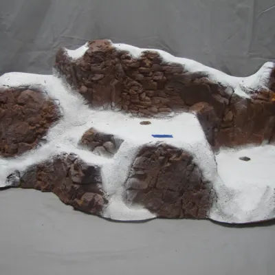 Sale Photo Thumbnail #236: Custom-built snow-covered mountain scenery display piece for tabletop gaming, dioramas, or holiday village setups.