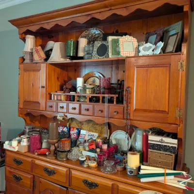 Sale Photo Thumbnail #35: Hutch and assorted candles and frames 