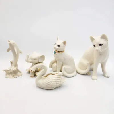 Lenox Animal Figurines: Swan, Dolphin, Elephant & 2 Cats