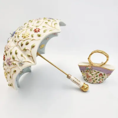 Lenox Vintage Umbrella And Purse Decor 24K Gold Trim