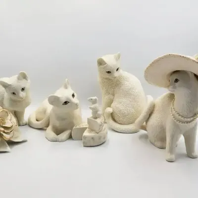 Lenox Rare Collectible Large Lenox Cat Figurines (5 Pc)