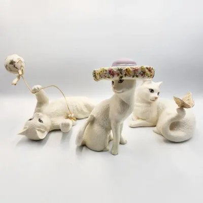 Lenox Porcelain Cat Figurines, Large 6-Inch Collectible (3 Pc)