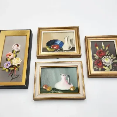 Signed Miniature Vintage Framed Paintings, Made in Spain