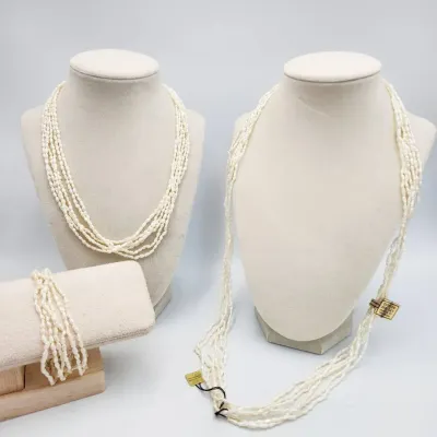 Deadstock Genuine Freshwater Cultured Pearl Jewelry Lot #1: Layered Necklaces & Bracelet Set