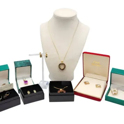 925 Sterling Gold Tone & Gemstone Jewelry (59g)