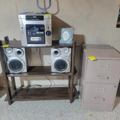 Sale Photo Thumbnail #84: File Cabinet and RCA Stereo 