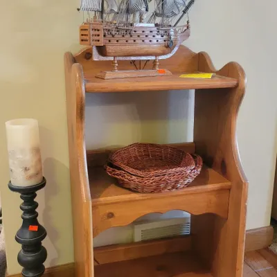 Sale Photo Thumbnail #4: Small wooden shelf and decorative ship
