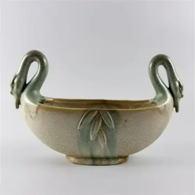 Lot 160  
Antique Weller Pottery Swan Planter