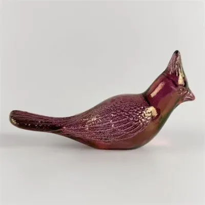Lot 034 
Vintage Fenton Ruby Carnival Glass Cardinal