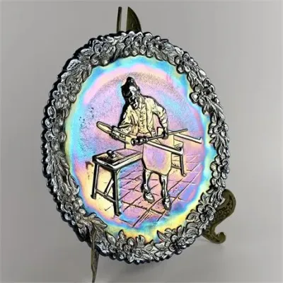 Lot 027 
Vintage 1970 Fenton Glass Blower Carnival Glass Plate
