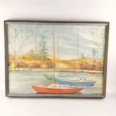 Lot 137   
M. Clark Original Oil on Canvas Boats