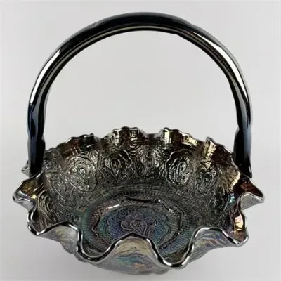 Lot 017  
Vintage Fenton Persian Medallion Carnival Glass Basket