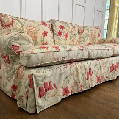 Custom Floral Down Cushion Couch - Three Cushion