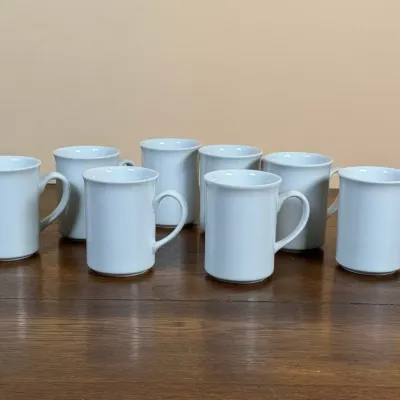 Set Of Eight White Sur La Table Coffee Cups