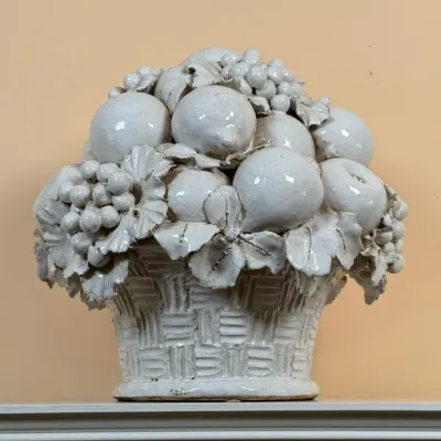 White Ceramic Garden Fruits Sculpture