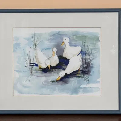 Framed, Signed Watercolor On Paper - Ducks, Dorothy Hosey