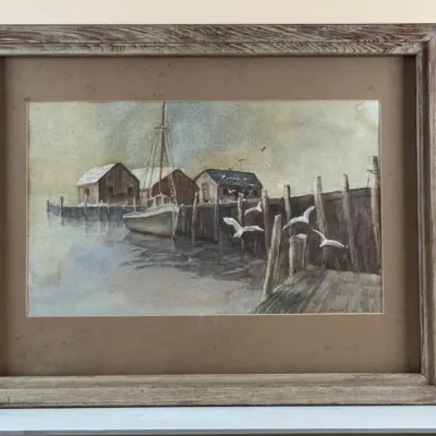 Framed Signed Antique Watercolor - Eloise Paltridge - Great Cove, Islip