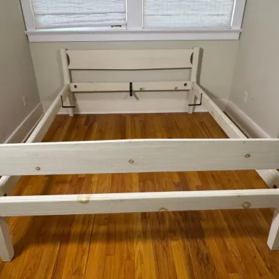Painted Cream Wood QUEEN Size Bed