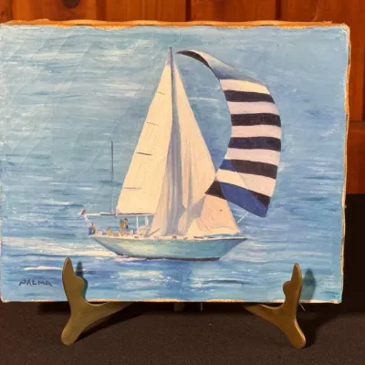 Signed Oil On Canvas On Frame - Sailboat - Palma