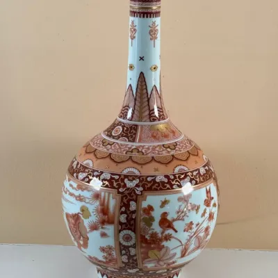 Chinese Iron Red And Git Porcelain Bottle Vase