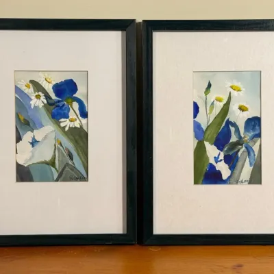 Pair Of Framed, Signed Watercolors On Paper - Rosaleen Savage, Field Flowers & Flowers Of The Fields