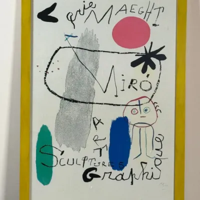 Framed, Pencil-Signed Vintage Exhibition Print - Galerie Maeght, Joan Miro