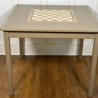Painted Wood Side Table With Painted Chess/checker Board