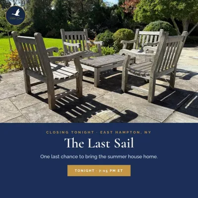 The Last Sail: weathered teak on the terrace, ready for next summer