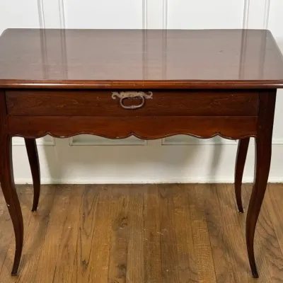 Single Drawer Vintage Wood Side Table With Brass Detail