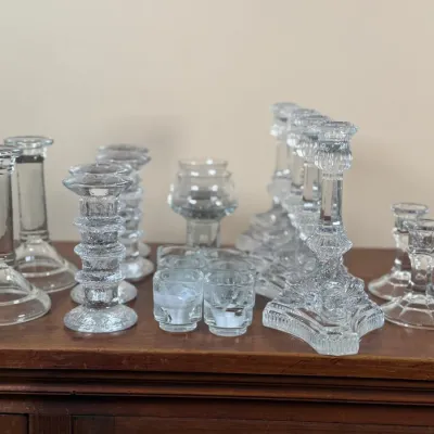 Large Assortment Of Cut Crystal & Clear Glass Candle & Votive Holders