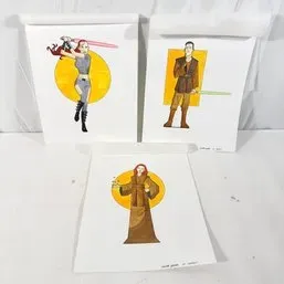 Sale Photo Thumbnail #66: Set of three Star Wars themed animation art style prints featuring Mara Jade, Jacen Solo, and Tenel Ka Djo.