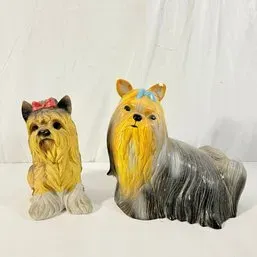 Sale Photo Thumbnail #67: Pair of vintage Yorkshire Terrier ceramic figurines, featuring hand-painted details with red and blue hair bows.
