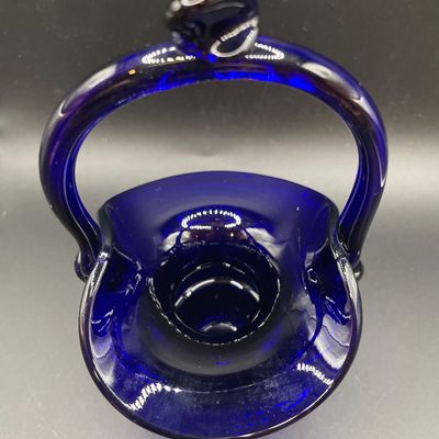 Sale Photo Thumbnail #262: Cobalt blue glass basket