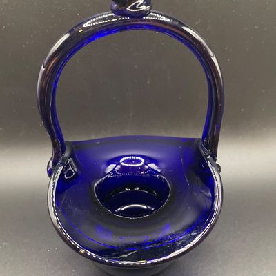 Sale Photo Thumbnail #260: Cobalt blue glass basket