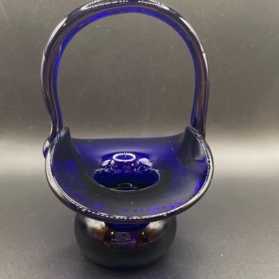 Sale Photo Thumbnail #263: Cobalt blue glass basket