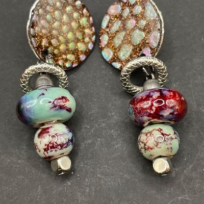 Sale Photo Thumbnail #15: Beaded retired Chicos necklace and clip on earrings