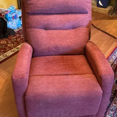 Set of 2 Burgundy Upholstered Motion Recliners – Plush High-Back Reclining Chairs